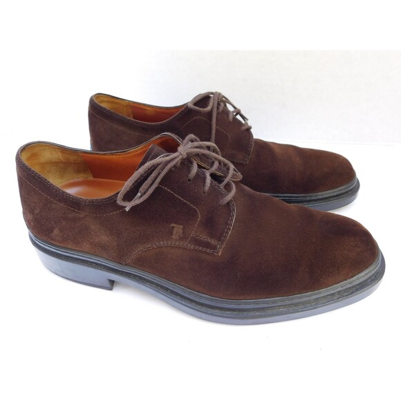TOD'S SUEDE DARK BROWN LACED LOAFERS SIZE 7.5 - Picture 4 of 11